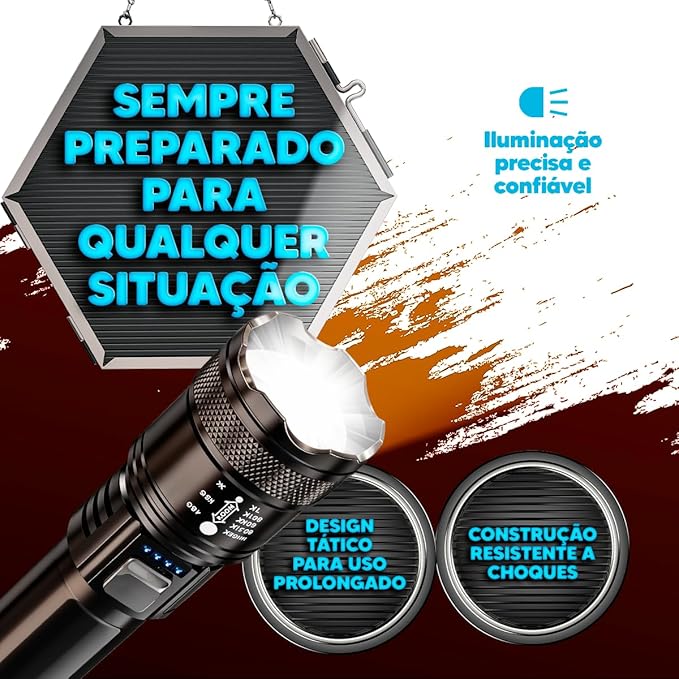 LumenX Pro™ - Lanterna Tática com 20.000 Lúmens - Inspira