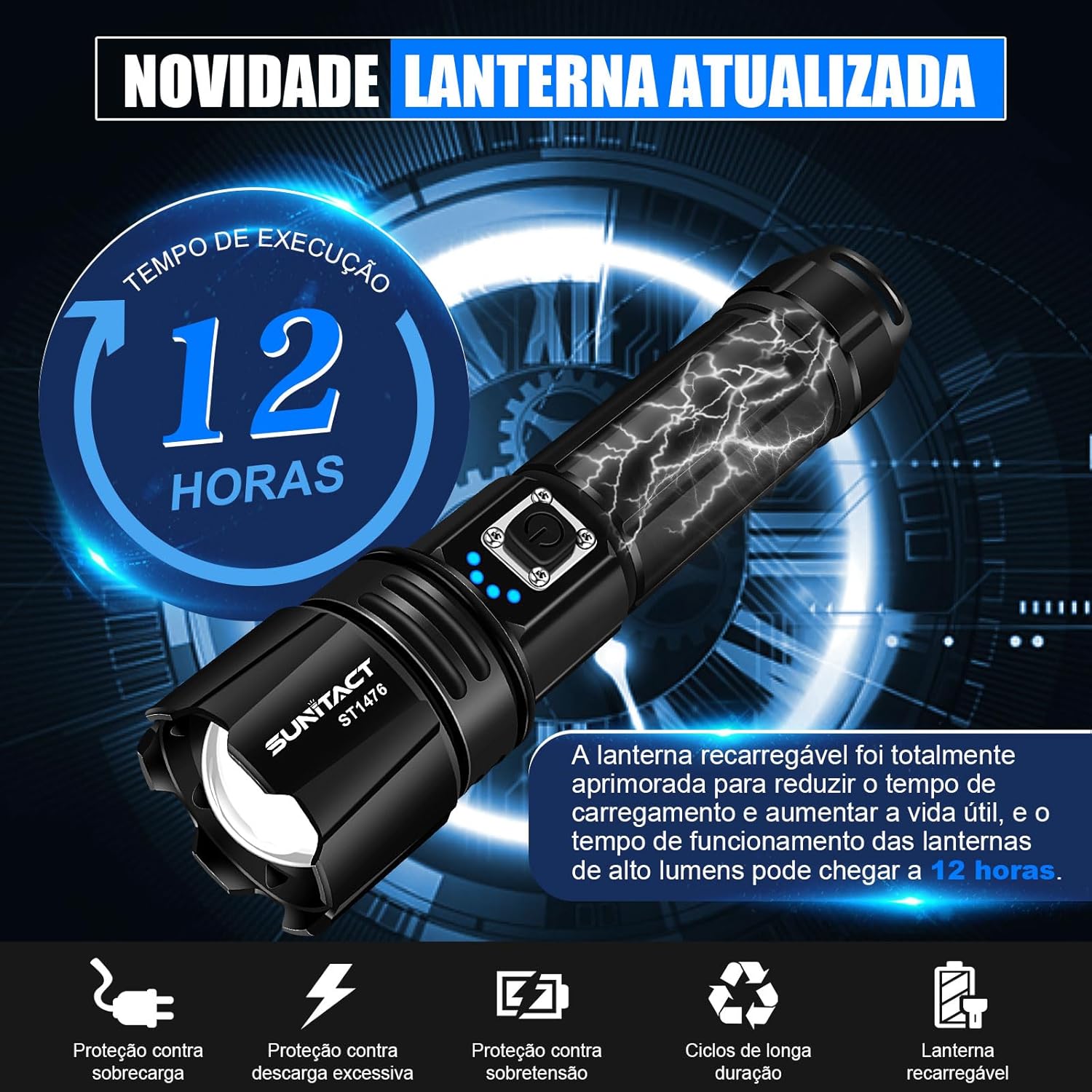 LumenX Pro™ - Lanterna Tática com 20.000 Lúmens - Inspira