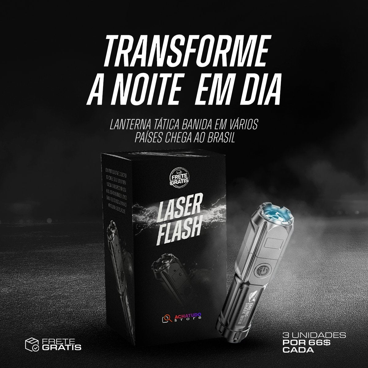 Laser Flash - Super Lanterna 10.000 Lúmens - Inspira