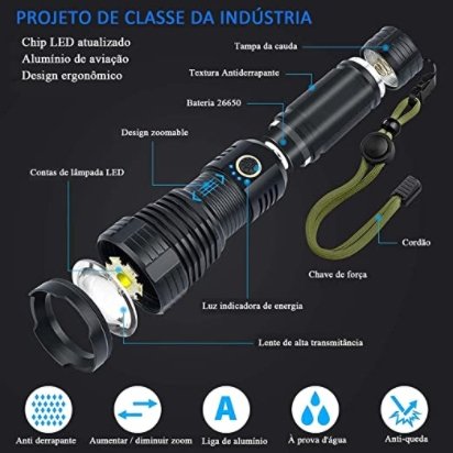 Super Flash - Lanterna Tática 2500 Lúmens - Inspira
